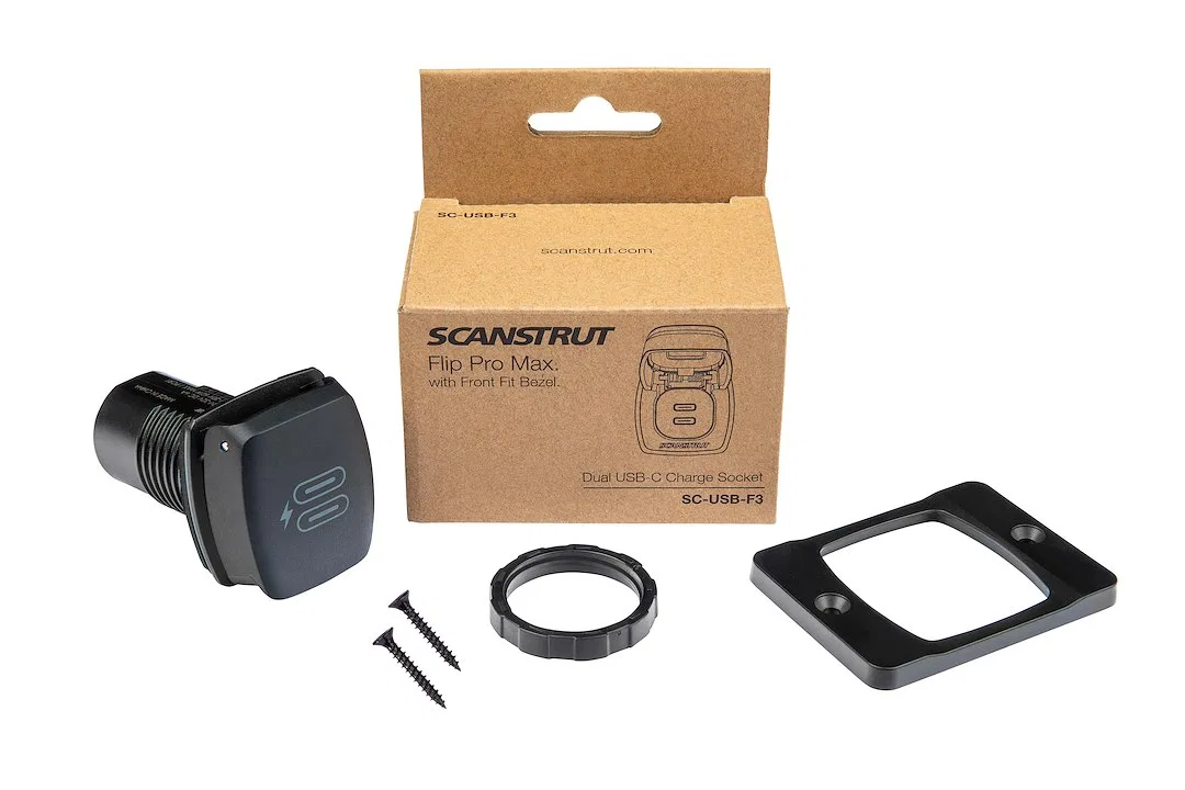 SC-USB-F3 – SCANSTRUT USB Outlet, Marine And Vehicle Use Dual USB-C Fast Charge Socket 10 To 32 Volt DC Input Voltage...